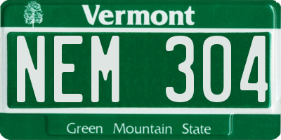 VT license plate NEM304