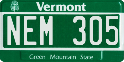 VT license plate NEM305