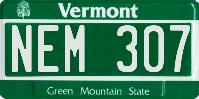 VT license plate NEM307