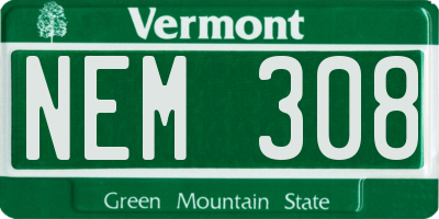 VT license plate NEM308