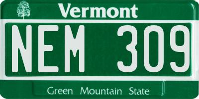 VT license plate NEM309