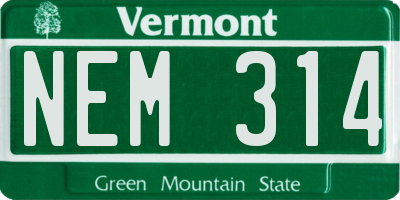 VT license plate NEM314