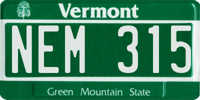 VT license plate NEM315