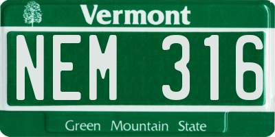VT license plate NEM316