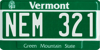 VT license plate NEM321