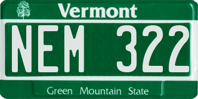 VT license plate NEM322