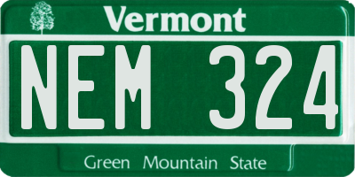 VT license plate NEM324