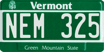 VT license plate NEM325