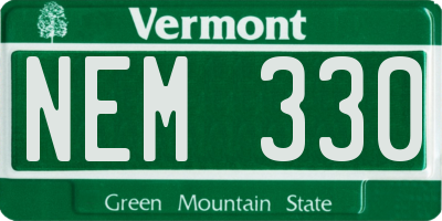 VT license plate NEM330