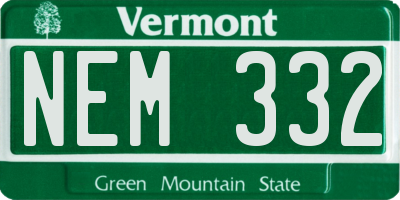 VT license plate NEM332