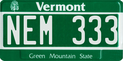 VT license plate NEM333