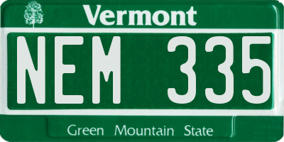 VT license plate NEM335