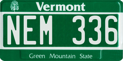 VT license plate NEM336
