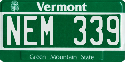 VT license plate NEM339