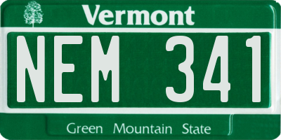 VT license plate NEM341