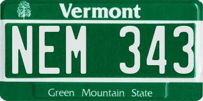VT license plate NEM343