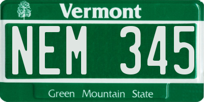 VT license plate NEM345