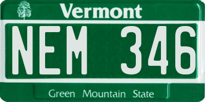 VT license plate NEM346