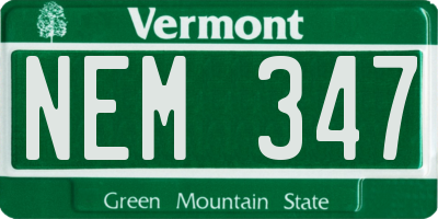 VT license plate NEM347