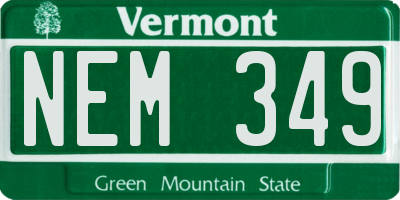 VT license plate NEM349