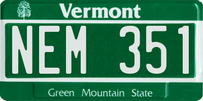 VT license plate NEM351