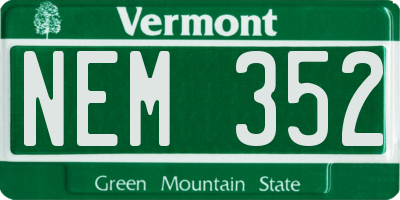 VT license plate NEM352