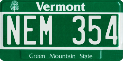 VT license plate NEM354