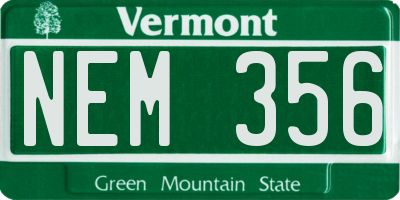 VT license plate NEM356