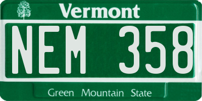 VT license plate NEM358