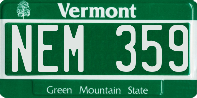 VT license plate NEM359