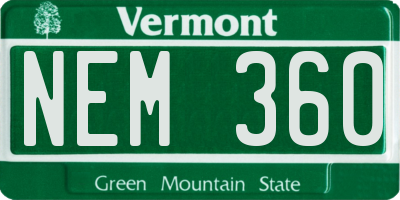 VT license plate NEM360