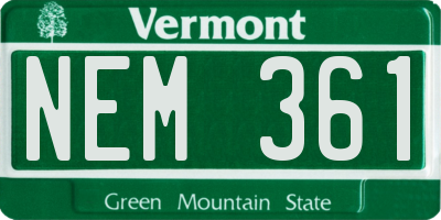 VT license plate NEM361