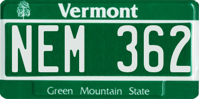 VT license plate NEM362
