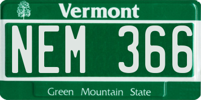 VT license plate NEM366