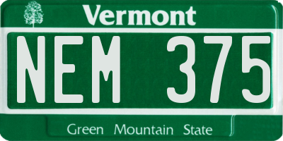 VT license plate NEM375