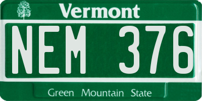 VT license plate NEM376