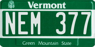 VT license plate NEM377