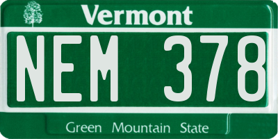 VT license plate NEM378