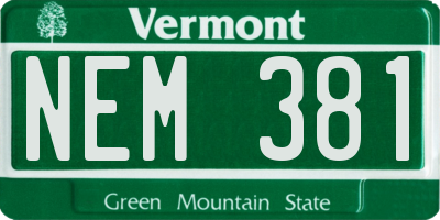 VT license plate NEM381