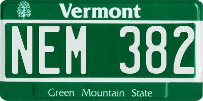 VT license plate NEM382