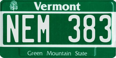 VT license plate NEM383