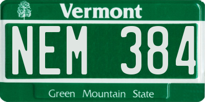 VT license plate NEM384