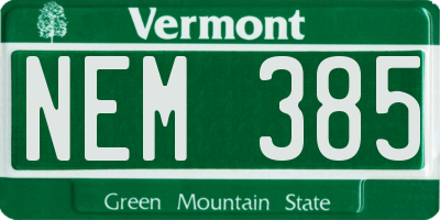 VT license plate NEM385