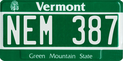 VT license plate NEM387