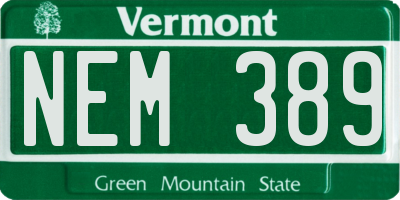 VT license plate NEM389