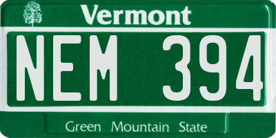 VT license plate NEM394