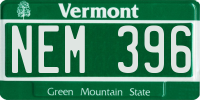 VT license plate NEM396