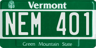 VT license plate NEM401
