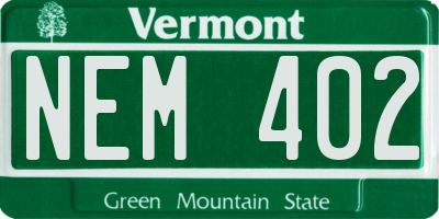 VT license plate NEM402