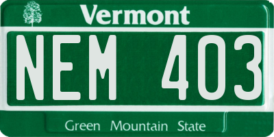 VT license plate NEM403